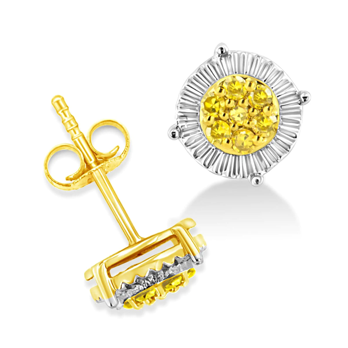 Pendientes de flor con diamantes tratados de 1/4 ct en plata de ley 925