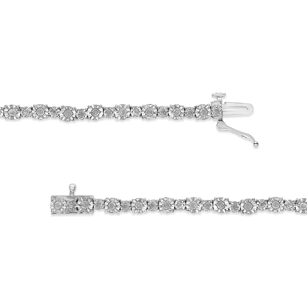 Bracelet à maillons sertis de diamants ronds Miracle-Set en argent sterling 925 de 1,00 ct (couleur IJ, pureté I3-Promo) - 7,25 po