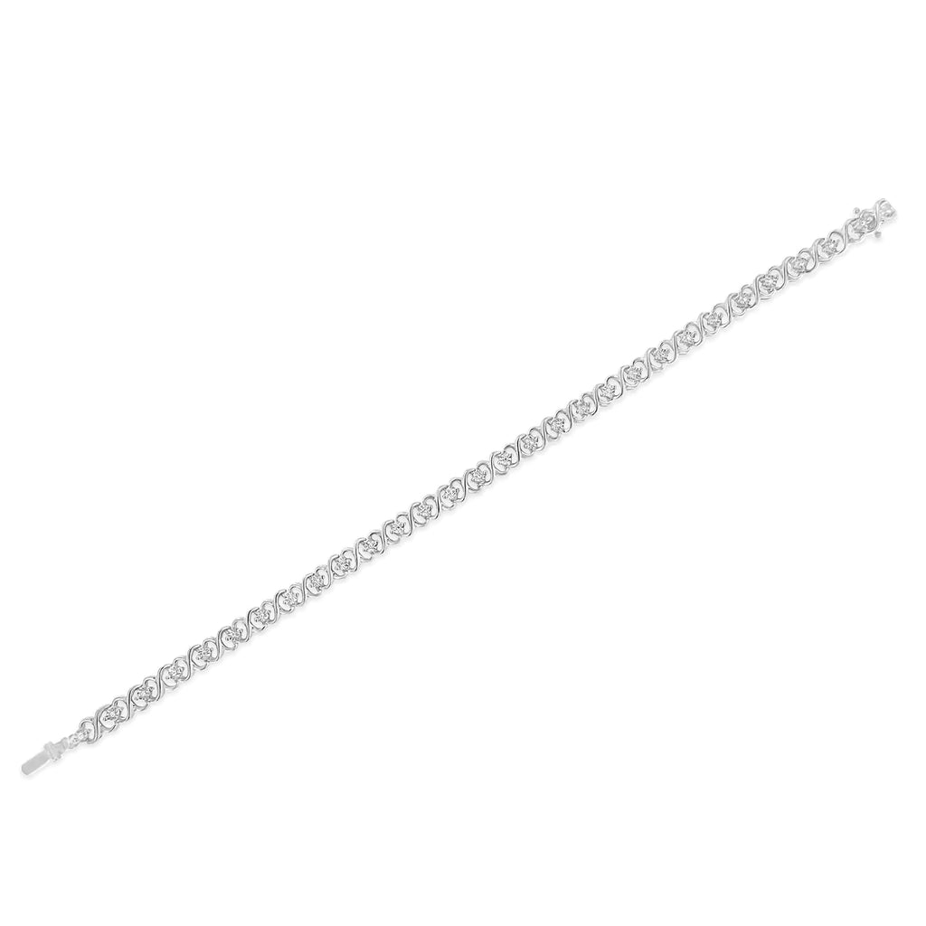 Pulsera de tenis con eslabones infinitos y diamantes engastados en forma de miracle de 1/6 quilates en plata de ley 925 (color IJ, claridad I3) - 7,25 pulgadas