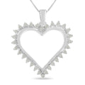 Collier pendentif en argent sterling 925 1/4 ct avec diamant à 3 griffes et cœur ouvert de 18 po (couleur IJ, clarté I3)
