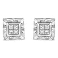 Aros de diamantes de talla princesa de 1/6 ct en plata de ley 925 con cuatro diamantes de talla princesa (color HI, claridad I1-I2)