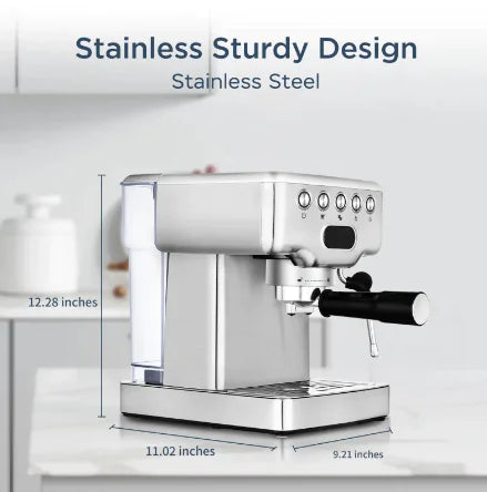 Cafetera espresso de 20 bares con espumador de leche Geek Chef: máquina de espresso de acero inoxidable para café con leche, capuchinos y más, tanque de 1,8 l