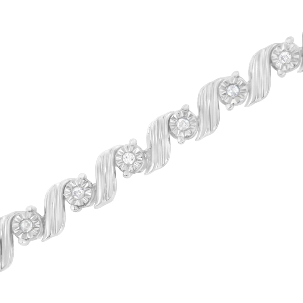 Bracelet de tennis 7" en argent sterling 925 avec diamants 1/4 ct sertis miracle (couleur IJ, pureté I3)