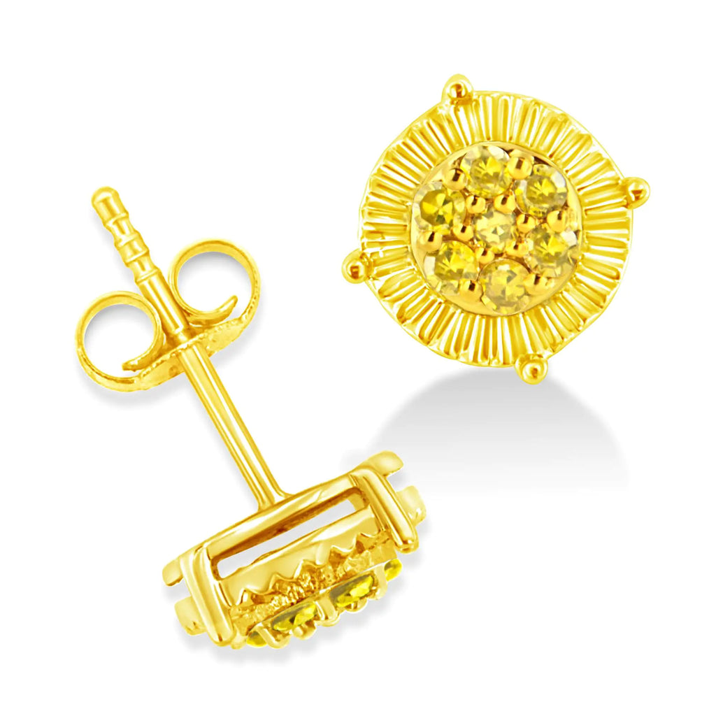 Pendientes de flor con diamantes tratados de 1/4 ct en plata de ley 925