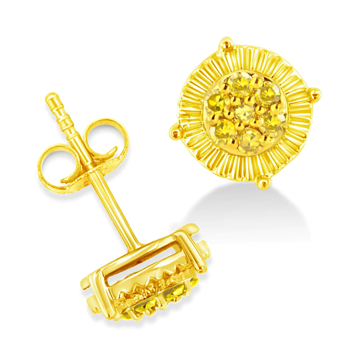 Pendientes de flor con diamantes tratados de 1/4 ct en plata de ley 925
