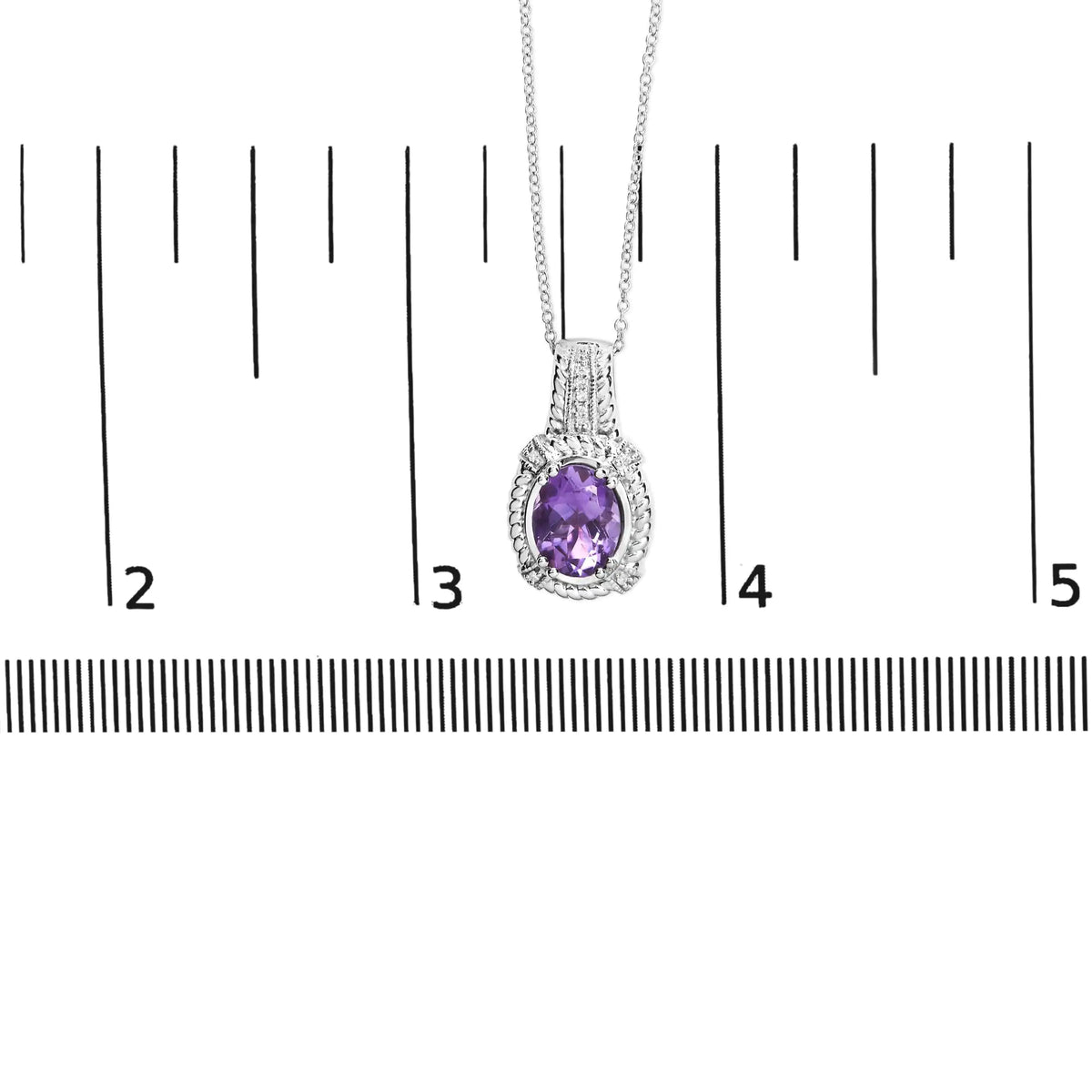 Collier pendentif tendance en argent sterling 925 avec améthyste violette ovale de 9 x 7 mm et accent de diamant rond de 45,7 cm (couleur IJ, clarté I1-I2)