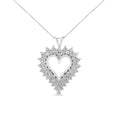 Collar con colgante de corazón de 18" con diamantes compuestos de talla redonda de 4 quilates y doble fila en plata de ley 925 (color KL, claridad I1-I2)