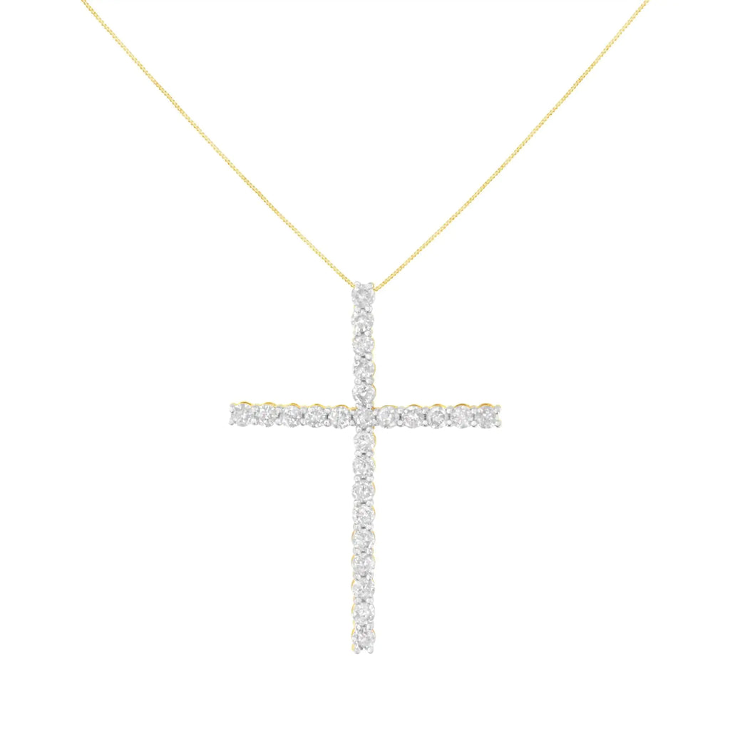 Pendentif en forme de croix en argent sterling 925 de 3,0 ct avec diamant de forme ronde de 1-1/2 po et chaîne à maille vénitienne (couleur JK, clarté I2-I3) - 18 po