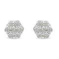 Aros con forma de botón con diamantes de talla redonda de 1/4 ct engastados con flores engastadas en forma de milagro en plata de ley 925 (color IJ, claridad I3)