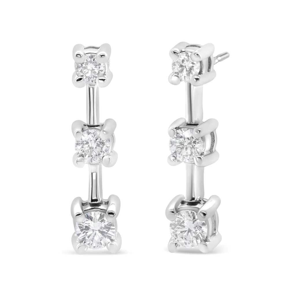 Aros con diamantes ovalados negros tratados con engaste en garras de 2,0 ct en plata esterlina 925 (color negro, claridad I2-I3)