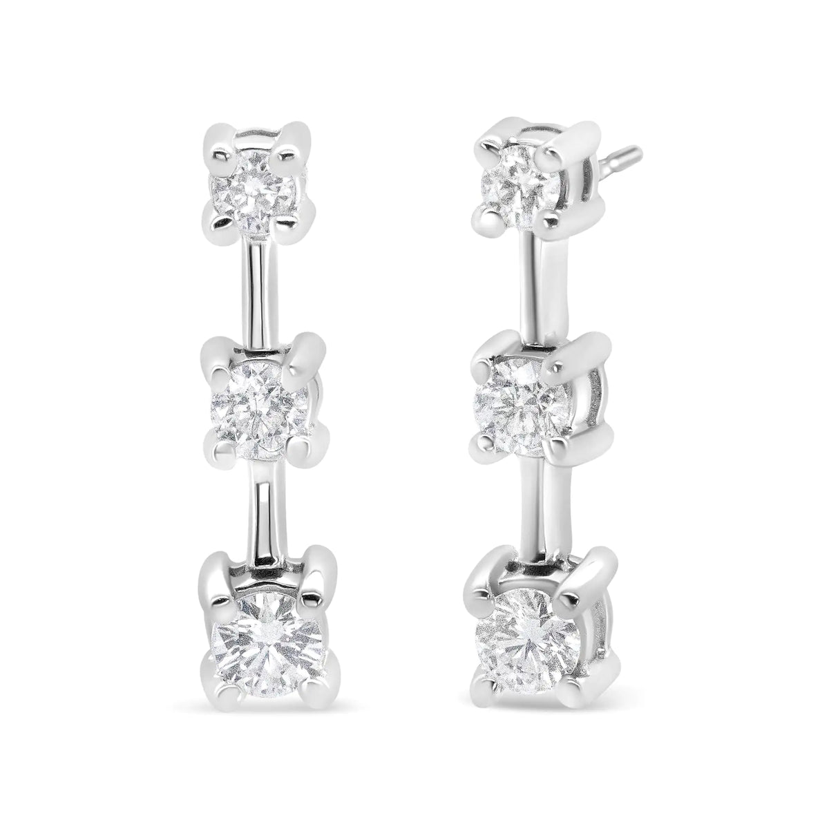 Aros con diamantes ovalados negros tratados con engaste en garras de 2,0 ct en plata esterlina 925 (color negro, claridad I2-I3)