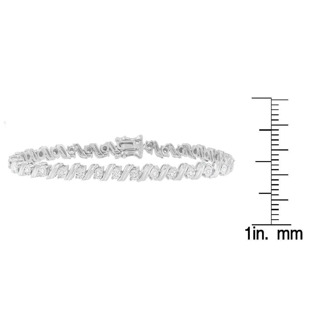 Bracelet de tennis 7" en argent sterling 925 avec diamants 1/4 ct sertis miracle (couleur IJ, pureté I3)