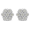 .925 Sterling Silver 1/2 Cttw Round-Cut Diamond Miracle-Set Floral Cluster Button Stud Earrings (I-J Color, I2-I3 Clarity)