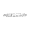 Bracelet à maillons halo en forme de cercle et de rectangle en argent sterling 925 1/4 ct (couleur IJ, pureté I2-I3) - 7,25"