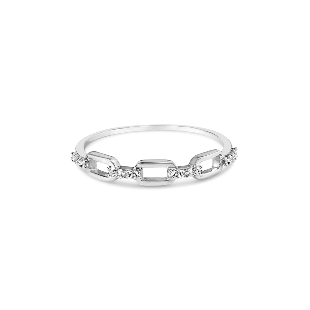 Anillo de plata de ley 925 con detalle de diamantes y banda con clip (color IJ, claridad I2-I3)