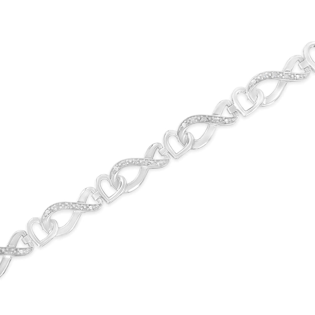 Bracelet tennis Infinity Heart en argent sterling 925 avec diamants 1/5 ct 7 po (couleur HI, clarté I2-I3)