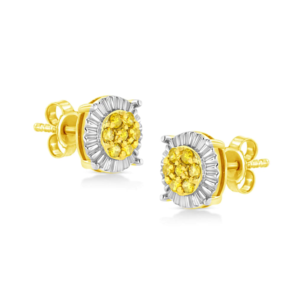 Pendientes de flor con diamantes tratados de 1/4 ct en plata de ley 925