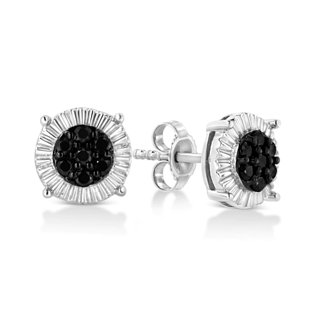 Pendientes de flor con diamantes tratados de 1/4 ct en plata de ley 925