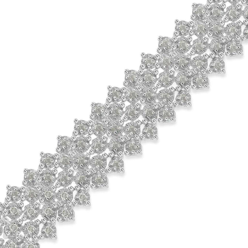 Pulsera de tenis de varias filas de diamantes de 3,0 cttw en plata esterlina 925 (claridad IJ, color I3) - Tamaño 7"