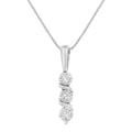 .925 Sterling Silver 1/10 cttw Miracle-Set Round Cut Diamond Three Stone Drop Pendant 18" Necklace (H-I color, I1-I2 clarity)