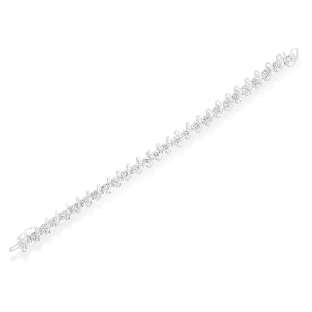 Bracelet à maillons en argent sterling 925 avec illusion de diamants 3/4 ct (couleur IJ, clarté I3) - Taille 7,25"