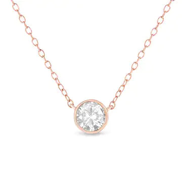 .925 Sterling Silver 1/2 Cttw Diamond Bezel 18" Pendant Necklace (I-J Color, I2-I3 Clarity)