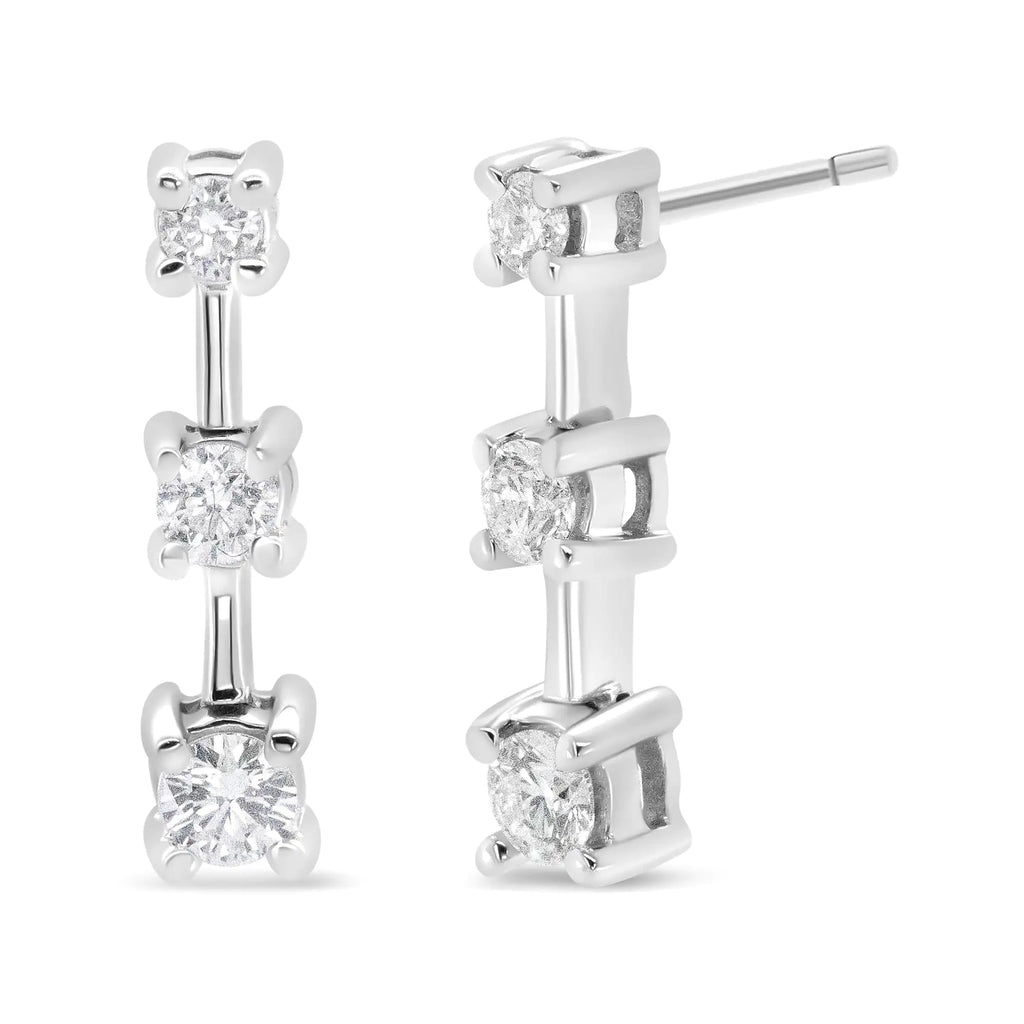 Aros con diamantes ovalados negros tratados con engaste en garras de 2,0 ct en plata esterlina 925 (color negro, claridad I2-I3)