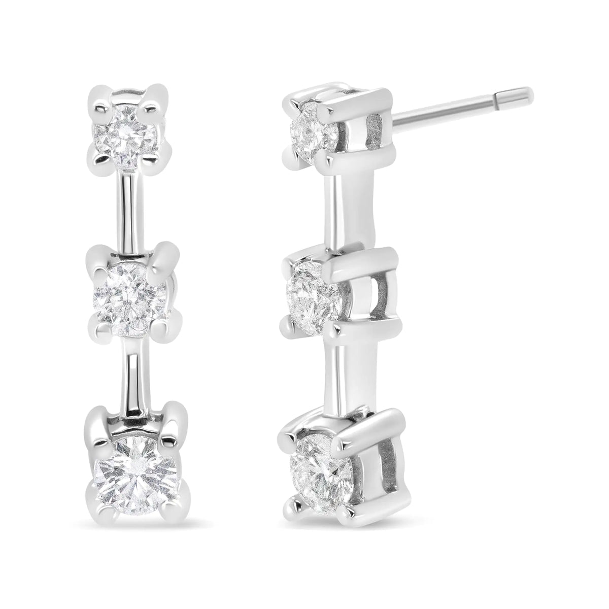 Aros con diamantes ovalados negros tratados con engaste en garras de 2,0 ct en plata esterlina 925 (color negro, claridad I2-I3)