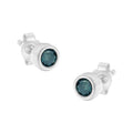 Aros con bisel de diamantes azules de talla brillante de 1/5 ct en plata esterlina 925 (color elegante, claridad I2-I3)