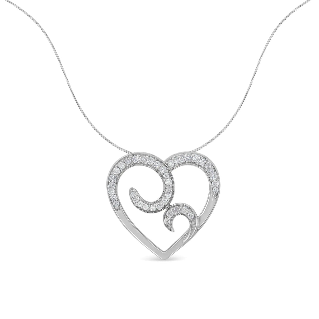 Collar con colgante de corazón de diamantes redondos de 1/4 ct en plata de ley 925 (HI, I1-I2)