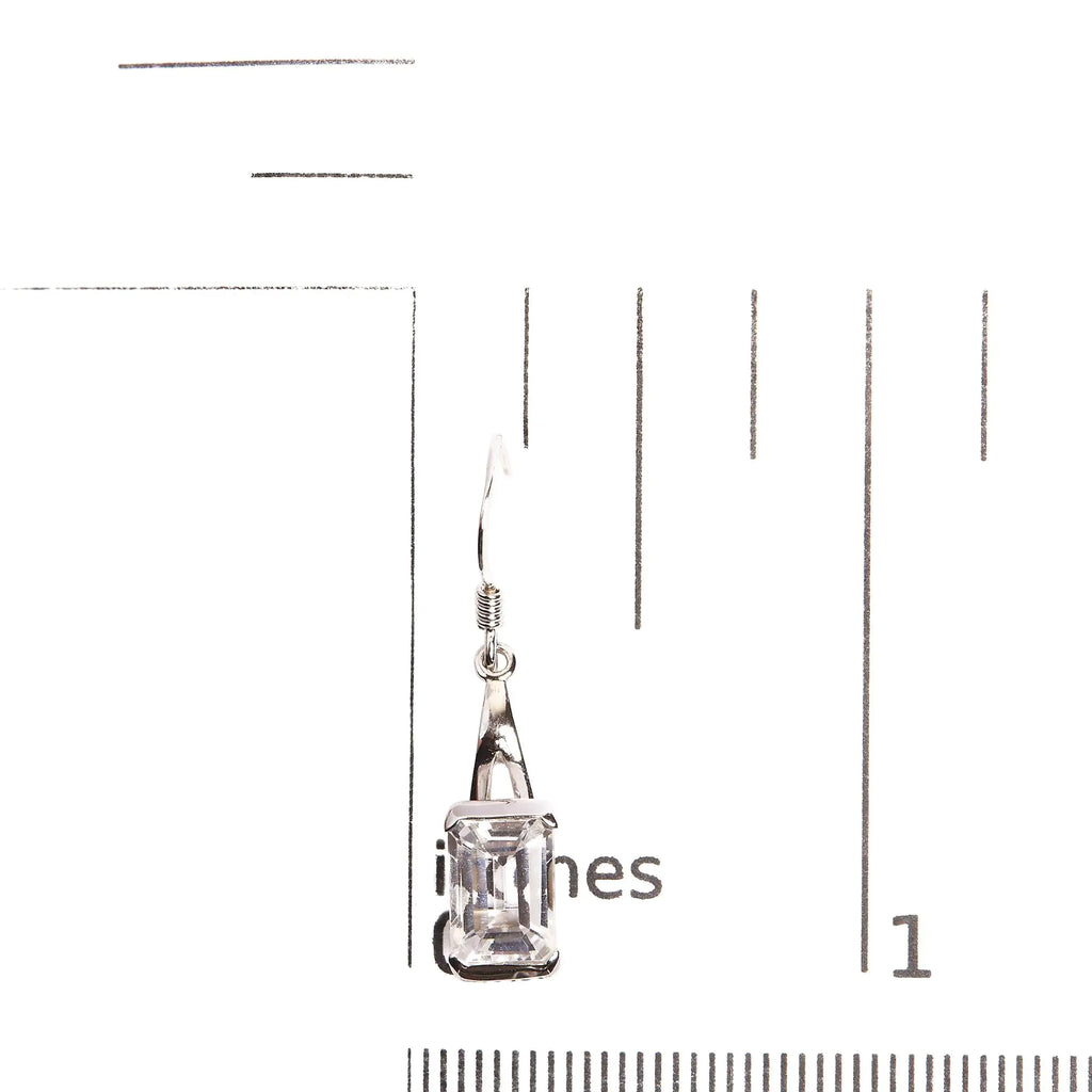 Boucles d'oreilles pendantes en argent sterling 925 avec topaze blanche taille émeraude de 3,0 ct - Qualité AAA
