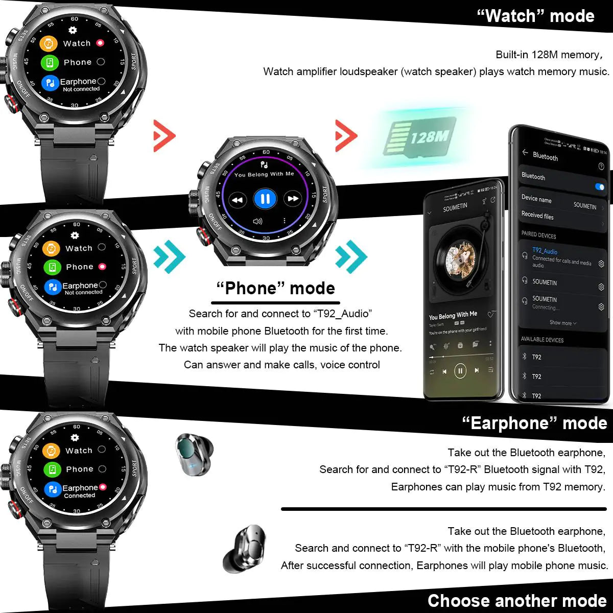 Reloj inteligente con auriculares