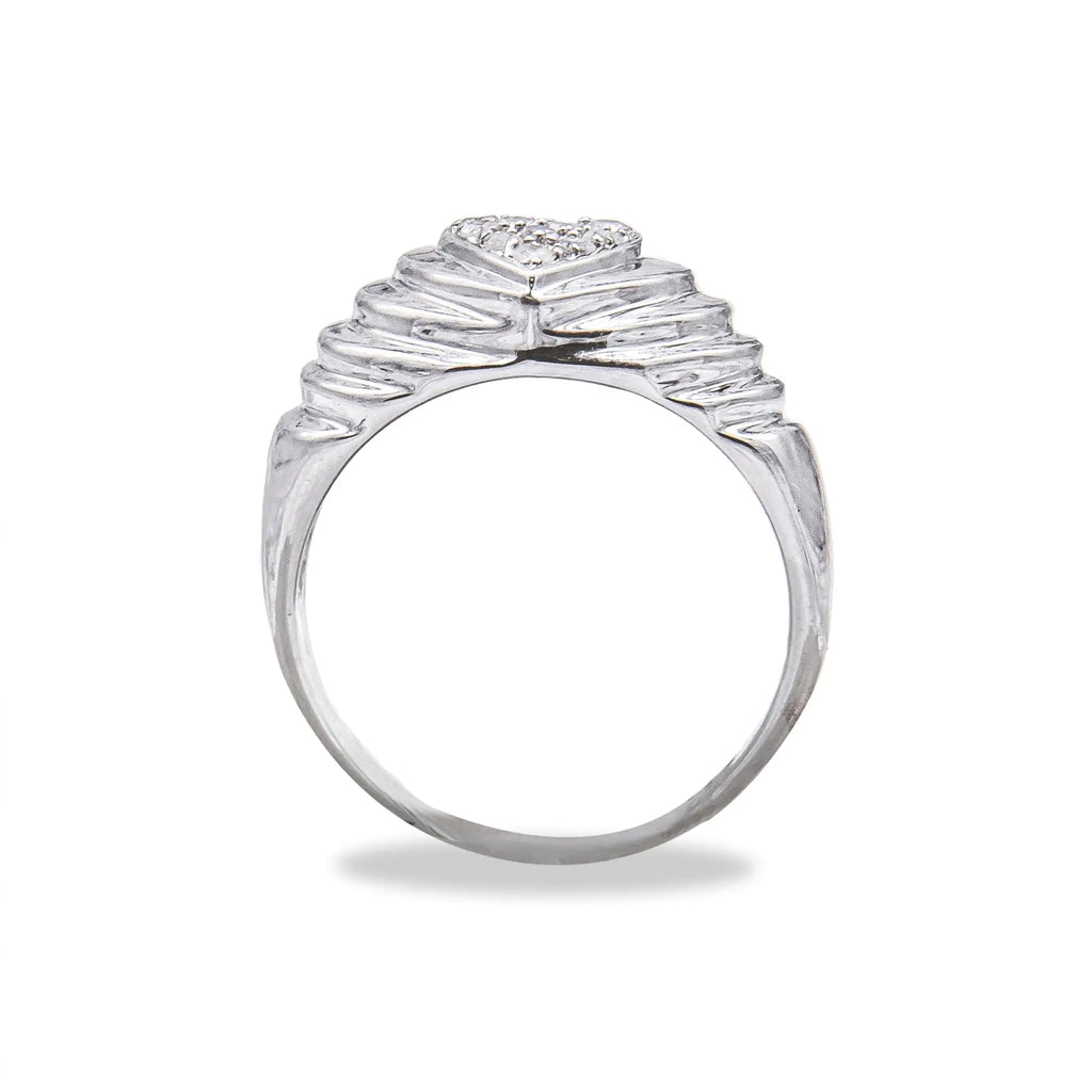 Bague en argent sterling 925 avec diamant rond 1/6 ct et motif cœur « Heartbeat » (couleur IJ, pureté I3)