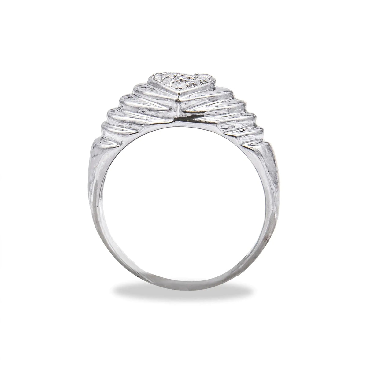 Anillo con forma de corazón con diamantes redondos de 1/6 ct en plata de ley 925 con la palabra "Heartbeat" (color IJ, claridad I3)