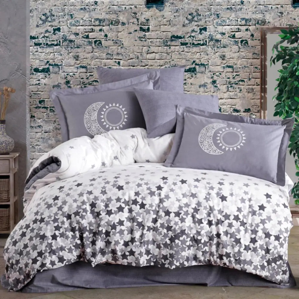 Parure de lit double en popeline - Gris (Phosphore) de Hobby Star