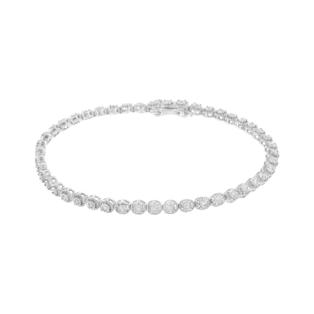 Bracelet tennis en argent sterling 925 1/2 ct avec diamants sertis miracle (IJ, I3) - 7,25