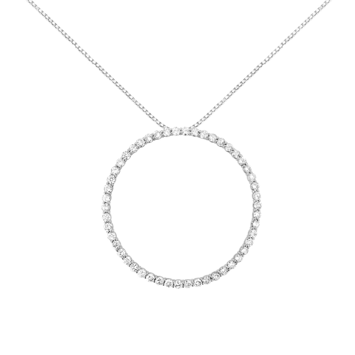 Collar con colgante de aro abierto de 45,72 cm con diamantes de talla redonda engastados en garras y 4 cts en plata de ley 925 (color JK, claridad I1-I2)
