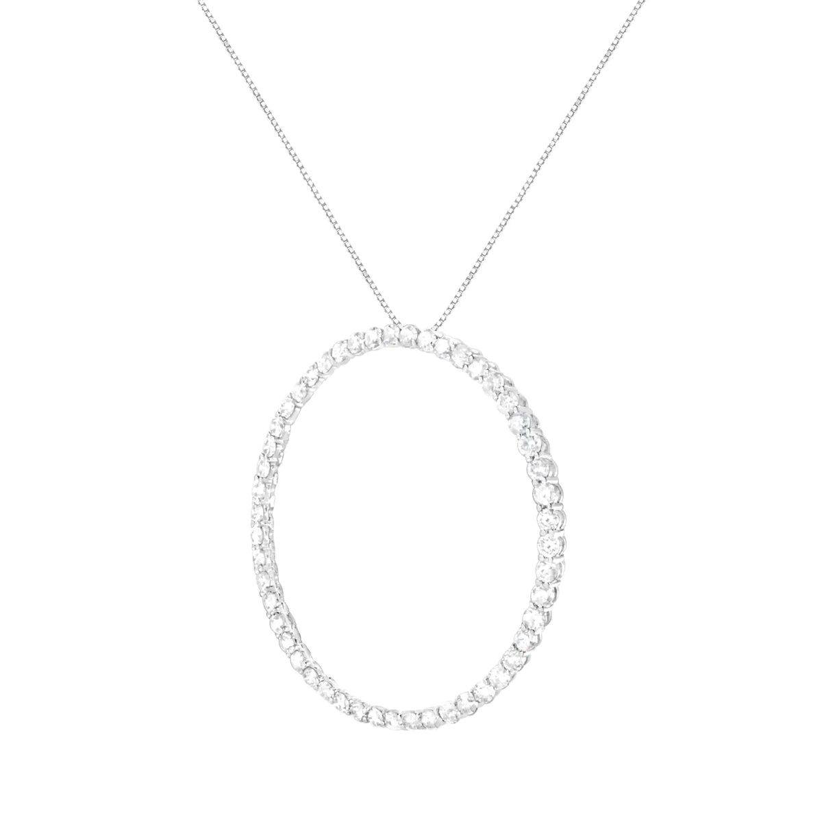 Collar con colgante de aro abierto de 45,72 cm con diamantes de talla redonda engastados en garras y 4 cts en plata de ley 925 (color JK, claridad I1-I2)