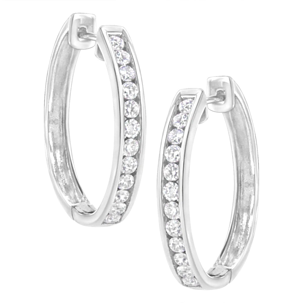 .925 Sterling Silver 7/8 cttw Lab Grown Diamond Hoop Earring (F-G Color, VS2-SI1 Clarity)