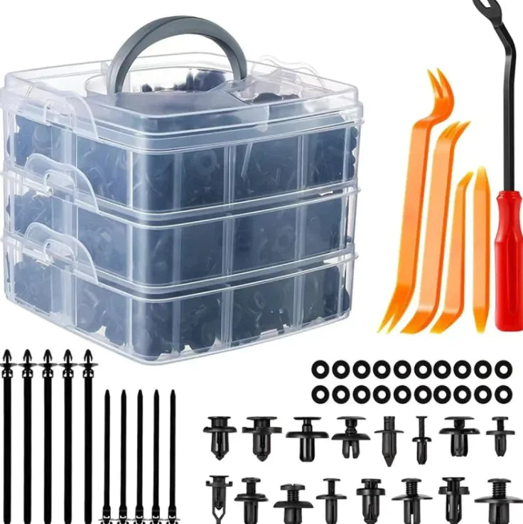 Kit de reparación de parachoques de coche de 800 piezas en caja con botón universal