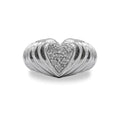 Bague en argent sterling 925 avec diamant rond 1/6 ct et motif cœur « Heartbeat » (couleur IJ, pureté I3)