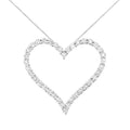 .925 Sterling Silver 3.0 cttw Round-Cut Diamond Open Heart Pendant Necklace (I-J Color, I2-I3 Clarity) - 18"