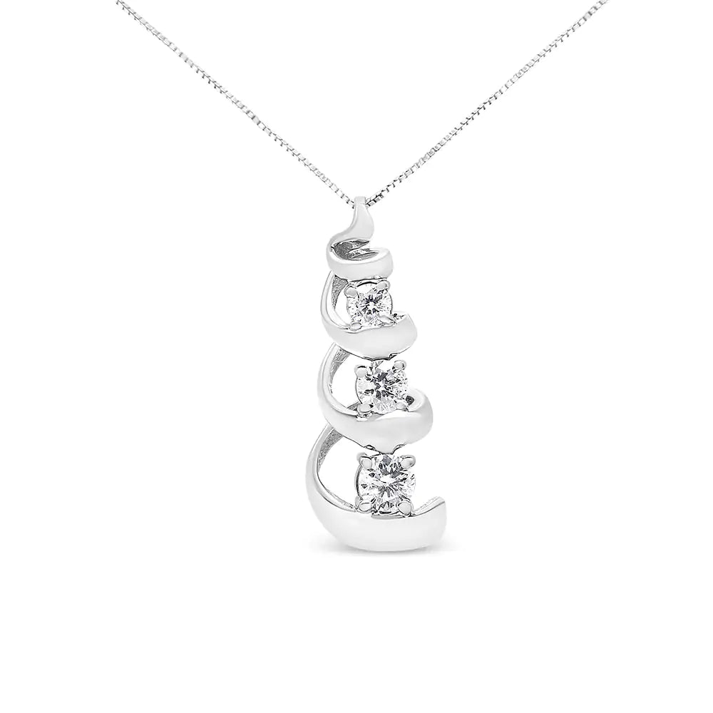 Collar con colgante en forma de espiral de diamantes de 1/4 ct en plata de ley 925 (IJ, I2-I3)