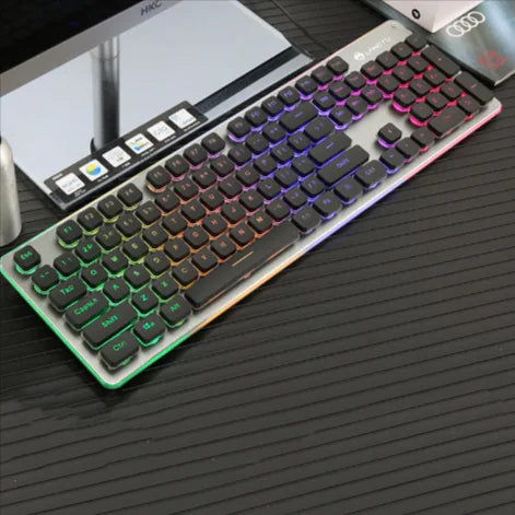 Teclado luminoso para juegos con cable USB: ideal para uso en el hogar y la oficina