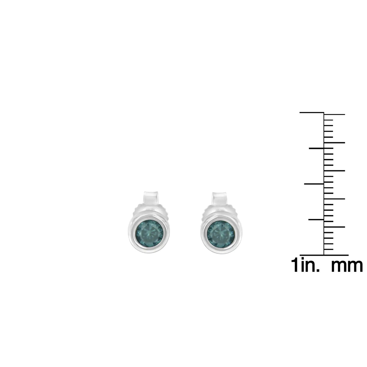 Aros con bisel de diamantes azules de talla brillante de 1/5 ct en plata esterlina 925 (color elegante, claridad I2-I3)